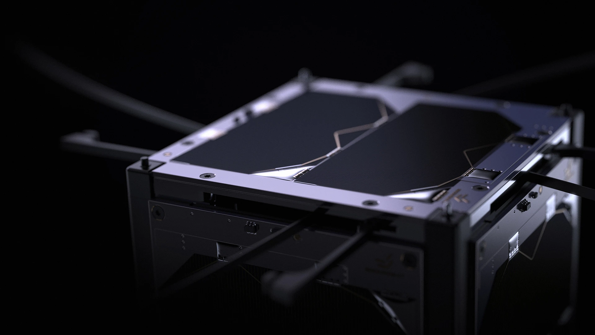 Detailed view of the EnduroSat 1U CubeSat's top side, prominently showing the 1U Solar Panel Z and deployed antennas.