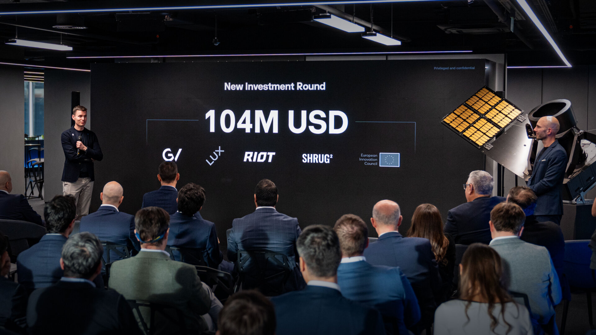 EnduroSat's CEO & Founder Raycho Raychev announcing the new funding round of $104 million